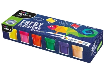 Farby plakatowe 12 kolorów x 20ml KIDEA - DERFORM