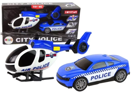 Zestaw policyjny helikopter + auto - Leantoys