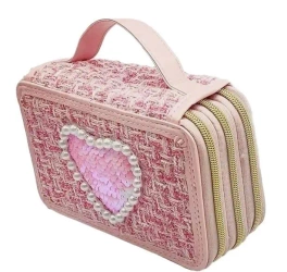 Girabrilla Piórnik tweedowy 3 poziomy ciemny róż - Nice Group