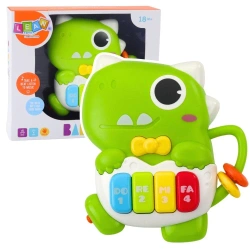 Mini pianinko Dinozaur zielony światło dźwięk - Leantoys