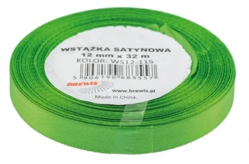 Wstążka satynowa zielona 12mmx32m - Brewis