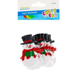 Ozdoba Dekoracyjna Filcowa Samoprzylepna Boże Narodzenie Bałwanki Craft with Fun 480005