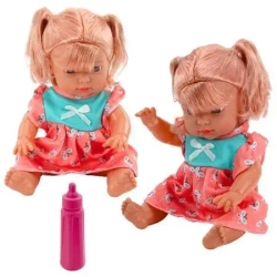 Lalka bobas w kolorowej sukience kucyki butelka - Leantoys