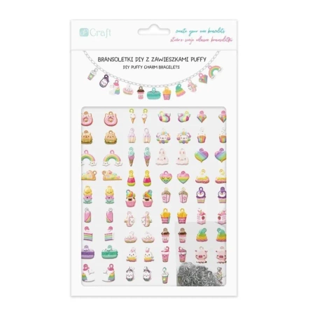 Bransoletki DIY z zawieszkami puffy Rainbow - Dalprint