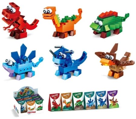 Klocki dinozaury 30el MIX - Trifox