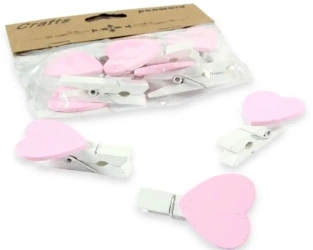 Klamerki drewniane z sercem 10szt - Penword