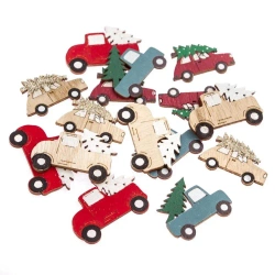 Drewniane auta z choinką 15szt - Dalprint dpCraft