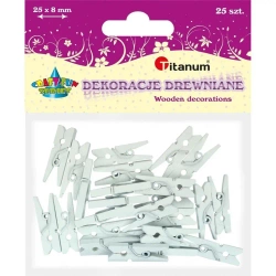 Klamerki drewniane białe 25szt - Titanum