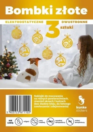 Bombki dwustronne elektrostatyczne złote 3szt - Kunke