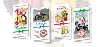 Karnet DL De Lux. Złocony 18 Urodziny MIX (10szt.) - praca zbiorowa