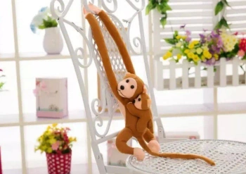 Maskotka małpka z dzieckiem ciemno brązowa 70cm - Leantoys