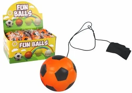 Piłka nożna na gumce jojo 6cm pomarańczowa - Leantoys