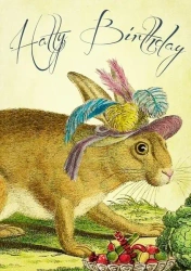 Karnet B6 z kopertą Urodziny Królik w kapeluszu - Madame Treacle