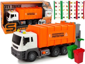 Śmieciarka napęd dźwięk pomarańczowa 1:16 - Leantoys