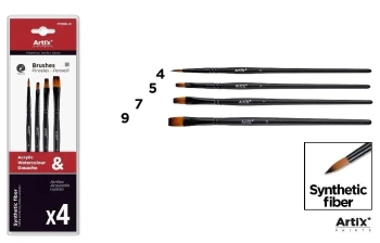 Pędzle syntetyczne 4szt - Artix