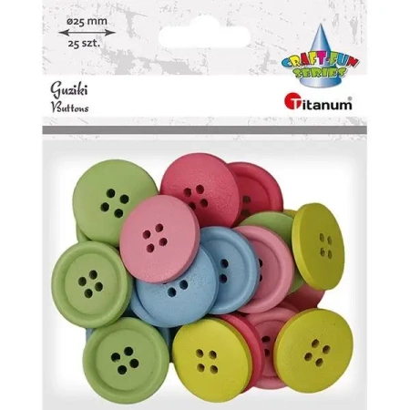 Guziki drewniane okrągłe 25szt mix - Titanum