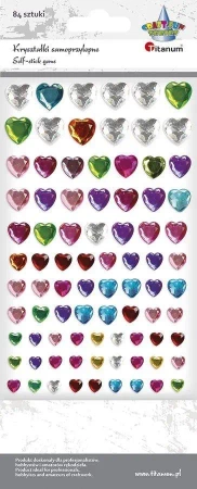 Kryształki samoprzylepne serca mix 84szt - Titanum
