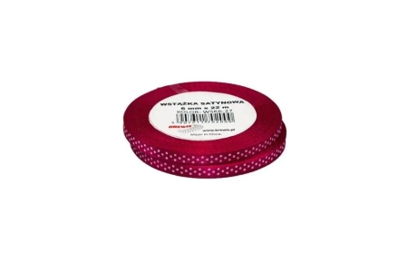 Wstążka satynowa w kropki purpura 6mmx22m - Brewis