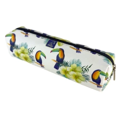 Piórnik szkolny młodzieżowy prostokąt kostka Egzotyczne Tukany - EV-Corp