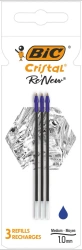 Wkład BIC Cristal Re'new metal niebieski pudełko 3szt.