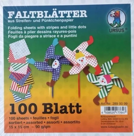 Origami 15x15cm kropki/paski 100 arkuszy - Galeria Hobby