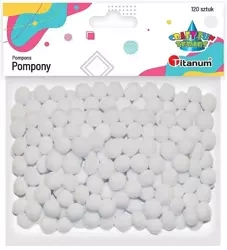 Pompony poliestrowe 10mm białe 120szt. - Titanum
