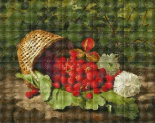 Diamentowa mozaika - Koszyk z truskawką 40x50cm - Ideyka