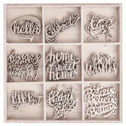 Kształty z drewna słowa 45szt - Dalprint