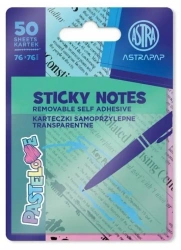 Karteczki samoprzylepne transparentne 75x75mm - ASTRA papiernicze
