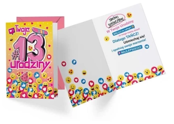 Karnet PR-335 Urodziny 13 dziewczynka - Kukartka