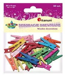Klamerki drewniane 8 kolorów 3x25mm 25szt - Titanum