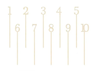 Drewniane numery na stół 25cm 10szt - PartyDeco