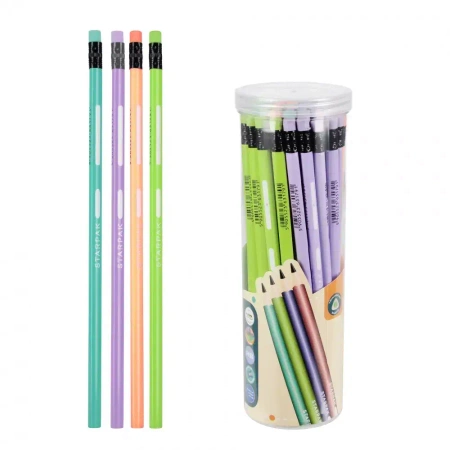 Ołówek z gumką HB trójkątny pastel tuba (48szt) - STARPAK