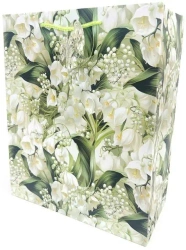 Torebka ozdobna matowa 26x32x12cm Konwalie - Fresh