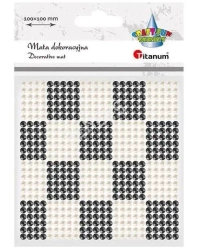 Mata dekoracyjna 10x10cm perełki, kryształki - Titanum