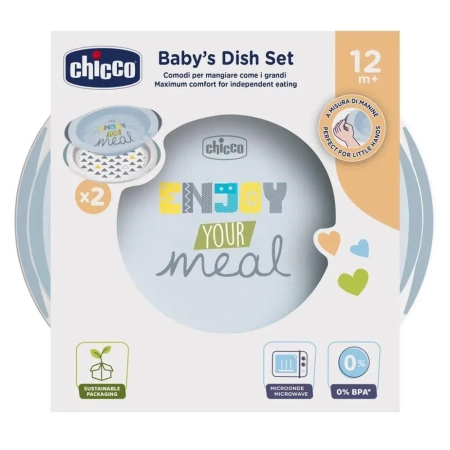 Zestaw dwóch talerzy 12m+ szary - Chicco