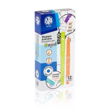 Długopis ścieralny Oops! niebieski box (12szt) - ASTRA papiernicze
