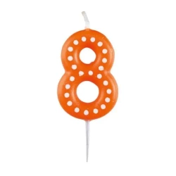 Świeczka cyferka 8 kropki i paski - Amscan