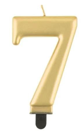 Świeczka cyferka 7 Beauty&Charm metalik złota 8cm - Godan