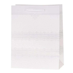 Torebka Lux 26x32x12cm brokat biała ROZETTE