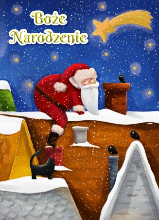 Karnet B6 BN Mikołaj w kominie - Henry
