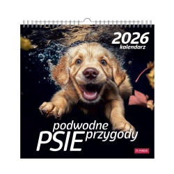 Kalendarz 2026 wieloplanszowy kwadrat Psy pod wodą - O-press