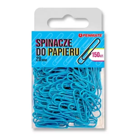 Spinacze do papieru 28mm jasnoniebieskie - Penmate