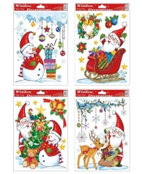 Witraże okienne bałwanki, mikołaje MIX - Brewis