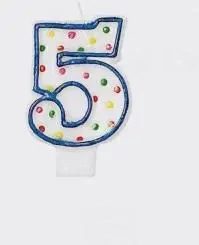 Świeczka cyferka 5 kropki 7,6cm - Amscan