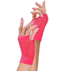 Rękawiczki bez palców neonowe różowe - Widmann