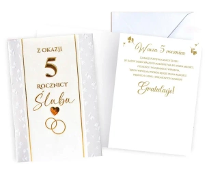 Karnet Rocznica ślubu 5 - Kukartka
