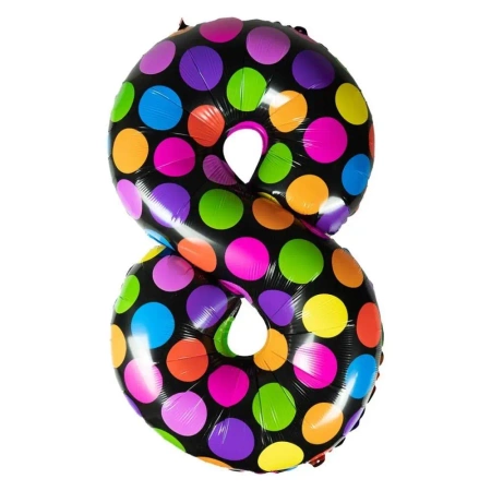 Balon foliowy cyferka 8 w kropki - Arpex