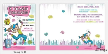 Karnet Young B6 + koperta wzór nr 30 Urodziny - Stamp