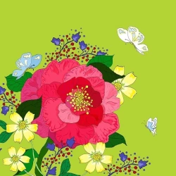 Karnet Swarovski kwadrat CL0605 Kwiaty limonka - Clear Creations